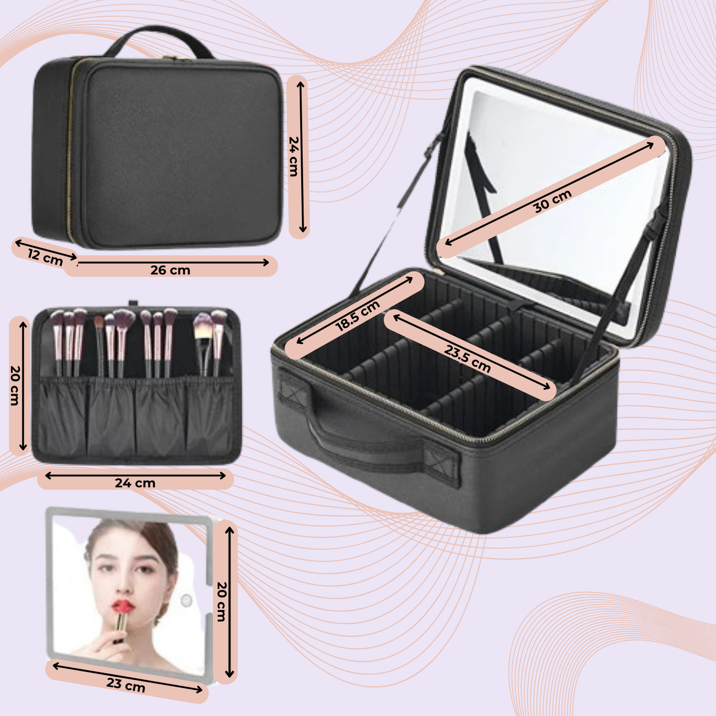 Smart LED Makeup Organizer with Mirror