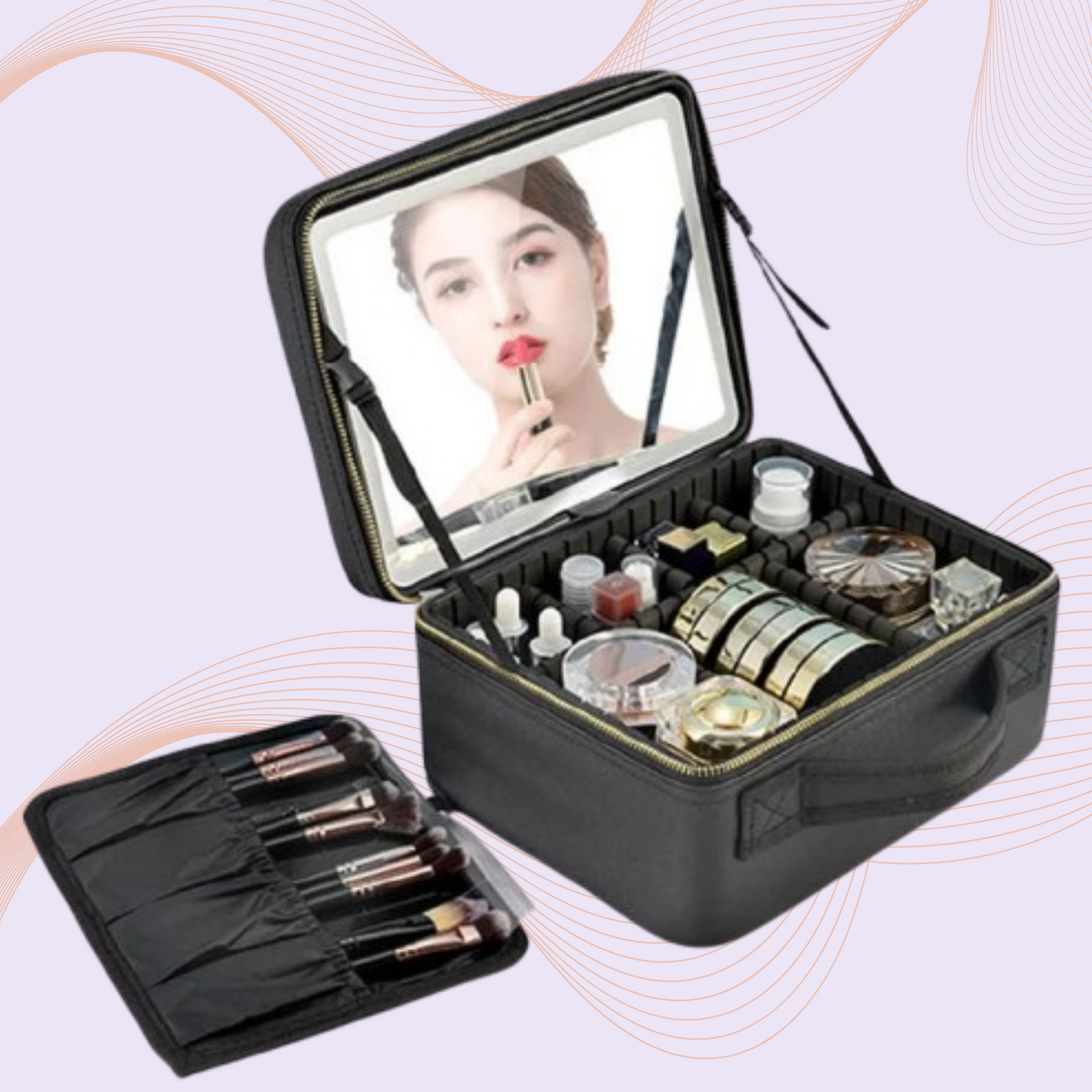 Smart LED Makeup Organizer with Mirror