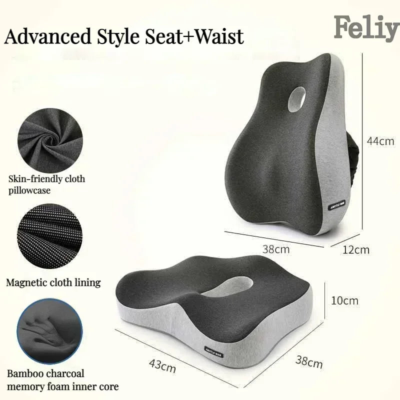 ErgoComfort Memory Foam Seat & Lumbar Cushion – Ultimate Support for Office & Car!