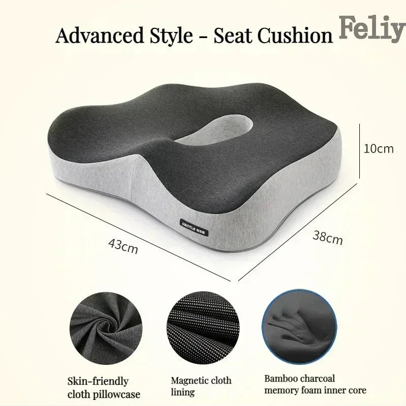 ErgoComfort Memory Foam Seat & Lumbar Cushion – Ultimate Support for Office & Car!